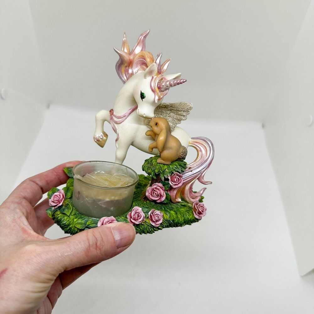 Vtg Hamilton Collection Rainbow Dreams Love Unicorn Candle Holder